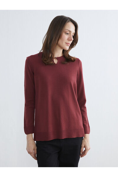 LC Waikiki New season burgundy crew neck women's knit sweater from esvab