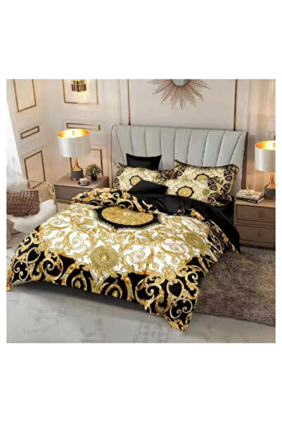 LAOBAN Luxurious Retreat 6 Piece Bedding Set gold black With All-Season Ice S...