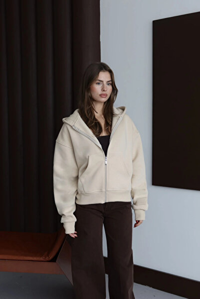 Ethab Ticaret 3 thread Fleece-Lined hooded hoodie frm beige p510437