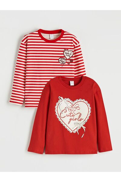 LC Waikiki LCW baby Crew Neck με τύπωμα Βρεφικό μπλουζάκι για κοριτσάκια 2-συ...