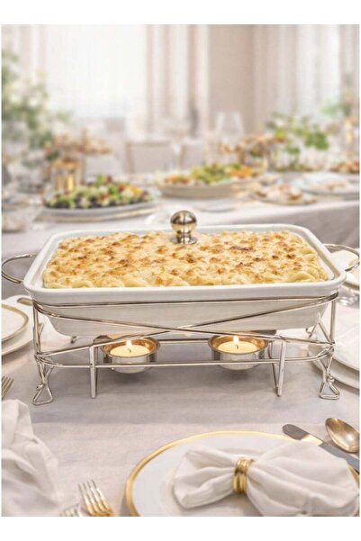 ALQANNAS سخان طعام مستطيل الشكل من السيراميك بسعة 2.7 لتر، مثبت على حامل معدن...