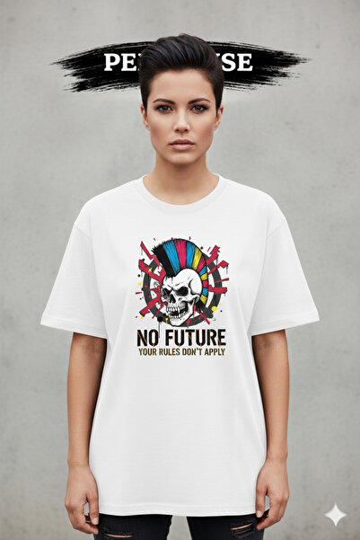 PERISENSE Unisex Punk Rock Printed Premium Combed Cotton Oversized T-Shirt