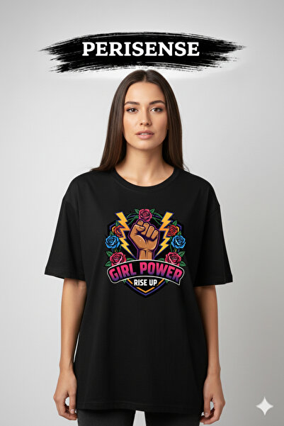 PERISENSE Unisex Feminist Power Printed Premium Combed Cotton Oversized T-Shirt