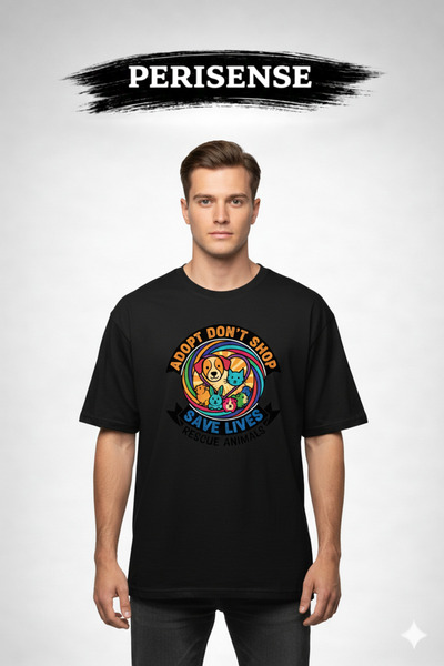 YRN COLLECTION تي شيرت للجنسين من Rescue Animals مطبوع مصنوع من القطن الممشط ...