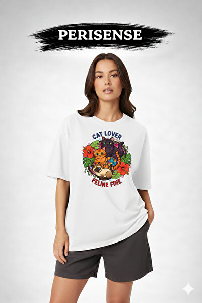 PERISENSE Tricou oversize unisex din bumbac pieptănat premium, cu imprimeu pe...