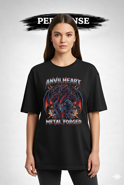 PERISENSE Unisex Rock & Metal Printed Premium Combed Cotton Oversized T-Shirt