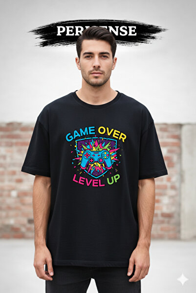 PERISENSE Unisex Gaming Printed Premium Combed Cotton Oversized T-Shirt