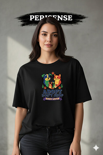 PERISENSE Unisex Rescue Animals Printed Premium Combed Cotton Oversized T-Shirt