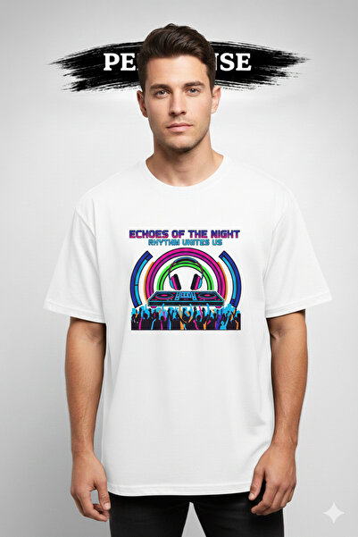 PERISENSE Unisex Edm Printed Premium Combed Cotton Oversized T-Shirt