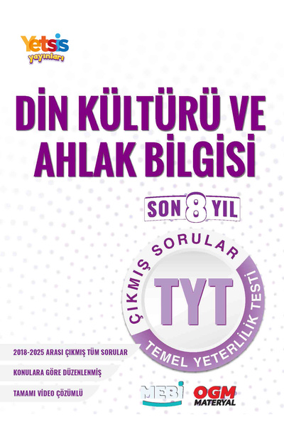 Yetsis Yayınları TYT Din Kültürü ve Ahlak Bilgisi Son 8 Yıl Çıkmış Sorular (2...