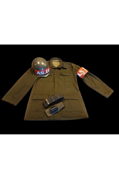 kho military design 2000'ler Askeri İnzibat Kıyafet (L Beden) (Ceket-Miğfer-P...