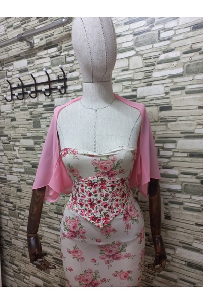 es moda shop Ariane Chiffon Short-Sleeved Shawl Light Pink