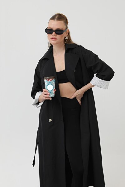 Soul Women's Garni Striped Detailed Trench Trenchcoat 32141