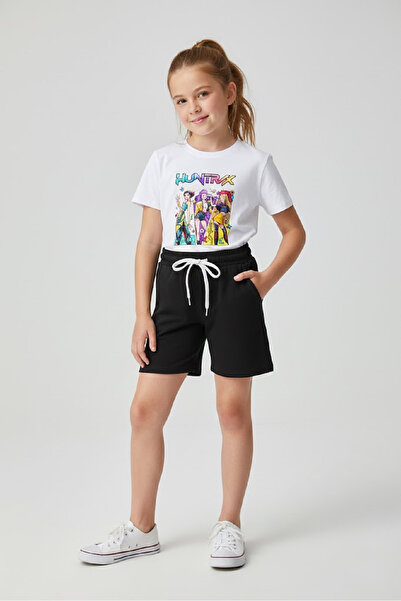 aytok tekstil Girl's Shorts T-Shirt Set Huntrix 5 6 7 8 9 10 11 12 13 14 Year...