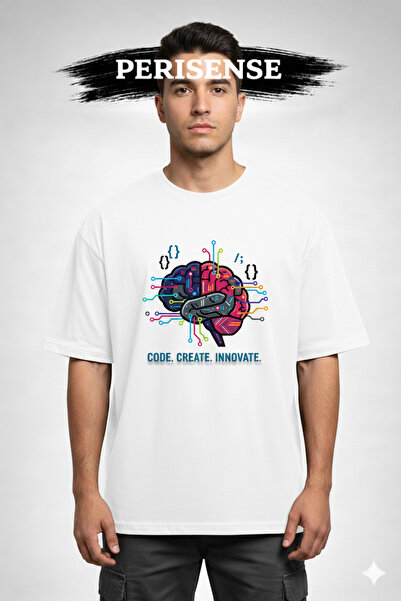 PERISENSE Tricou oversize unisex din bumbac pieptănat premium, cu imprimeu pe...