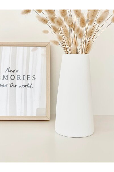 Hestia Home Κωνικό Κεραμικό Βάζο Λευκό
