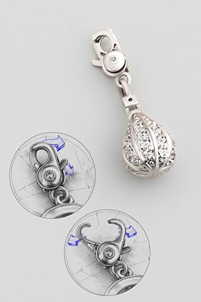 So CHIC... Uçan Balon 18 Ayar Beyaz Altın Kaplama Gümüş Charm