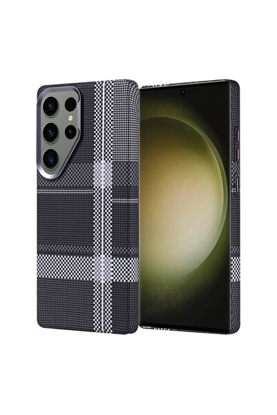 Paladyum Case Samsung Galaxy S25 Ultra Compatible Slim Carbon Fiber Black Gra...