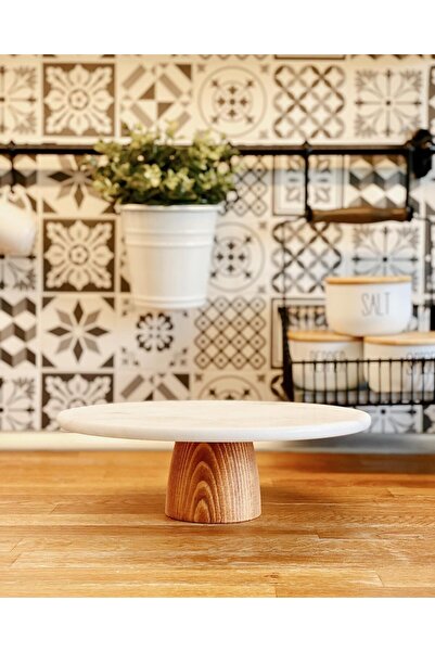 Hestia Home Marble Riser Stand with Wooden Legs