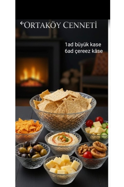 ORTAKÖYCENNETİ 7 parça cam komposto çerez jıps sunum seti 1 d bolkase2400 cc6...