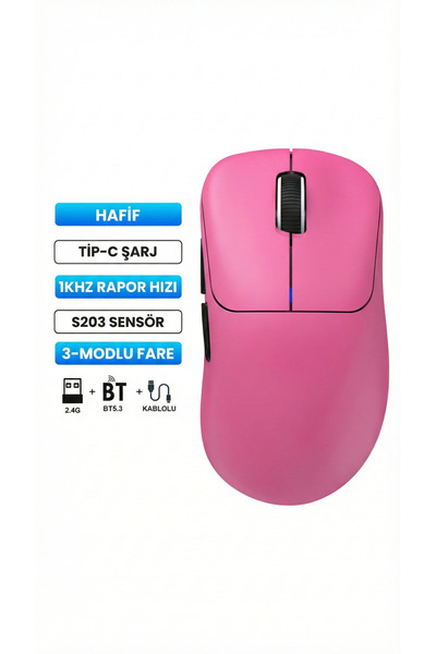 HXSJ T700 Makrolu Kablosuz Oyuncu Mouse- 3 Modlu Kullanım-500 Mah Batarya