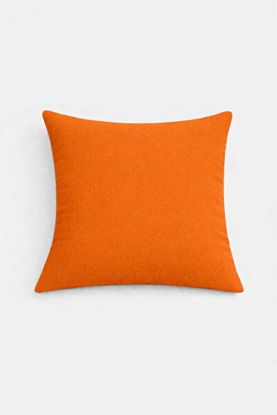 PerdeYap1980 Velvet Textured Orange Throw Pillow Cover (1 Piece)