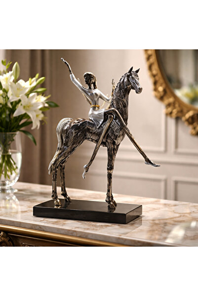 Lorena Home Decor Pirinç Silver Atlı Kız