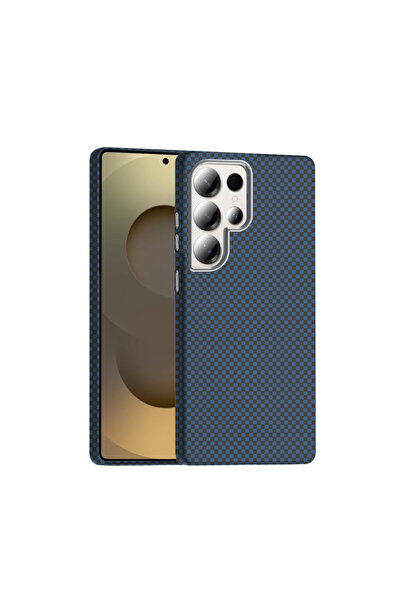 Paladyum Case Samsung Galaxy S25 Ultra Compatible Slim Carbon Fiber Navy Blue...