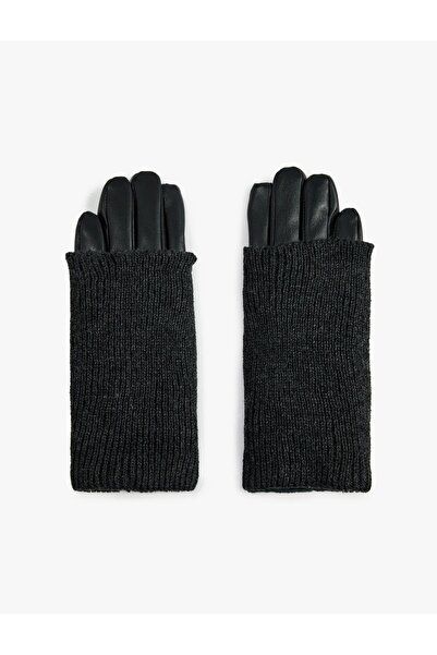 Koton Kadın Triko Örgü Detaylı Suni Deri Eldiven - X Sima Tarkan