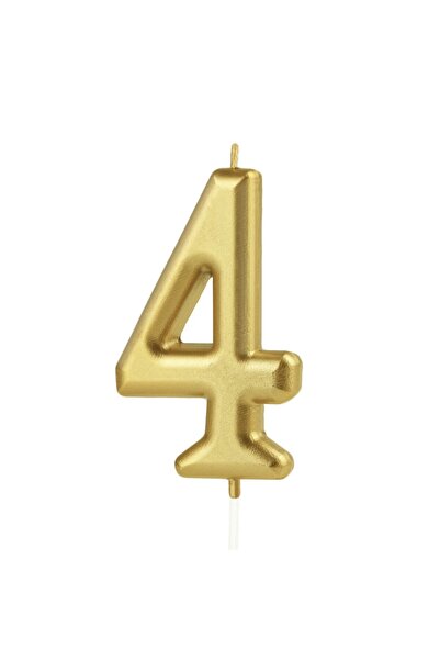 baloanepetrecere.ro Gold cake candle number 4 - 8.5 cm