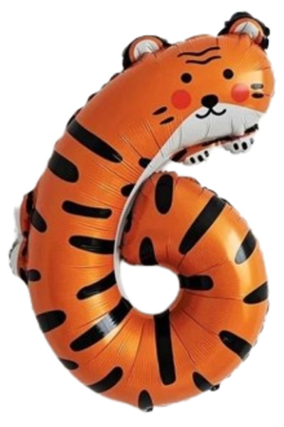 baloanepetrecere.ro Number 6 tiger foil balloon - 100 cm