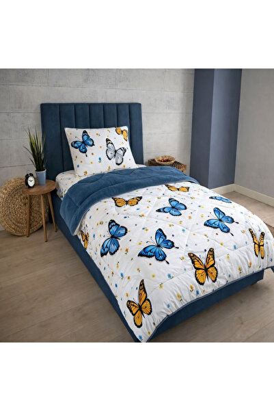 Shopyteks Single Butterfly Welsoft Sleeping Set Double-Sided Fluffy Fleece Qu...