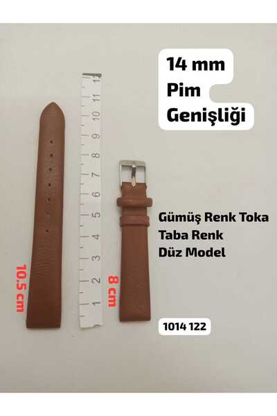 Brality 14 mm Compatible Watch Band Taba Color Flat Model- (Silver Color Buckle)