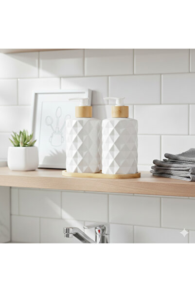 casa rosa 3-piece bath accessories set with wooden stand