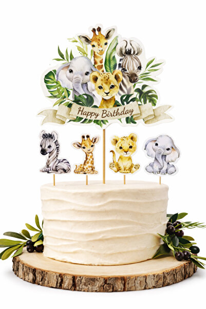 Behind party store Safari Themed Cake Topper Set – Jungle Animals Cake Decora...