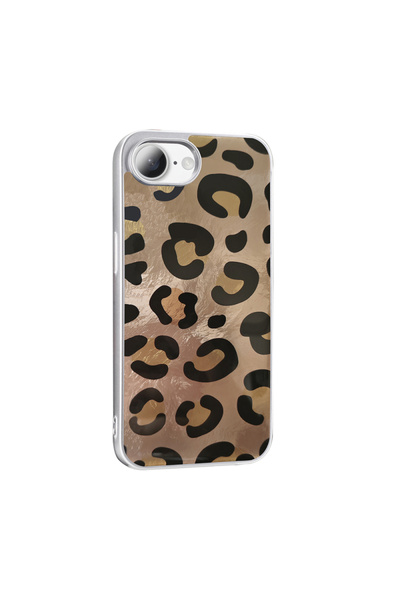 Paladyum Case iPhone 16E Compatible Gold Leopard Patterned Silicone Mep Cover