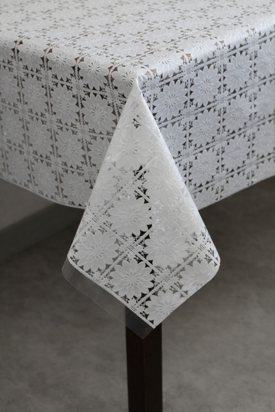 Soft Kare Premium Lace Look Pvc Tablecloth – Wipeable, Waterproof Oilcloth, E...
