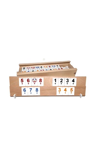 AnoaSales Rummy game, solid wooden box, plastic pieces