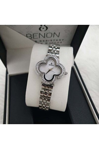 benon Women's Waterproof Watch with Silver Bracelet and White Dial