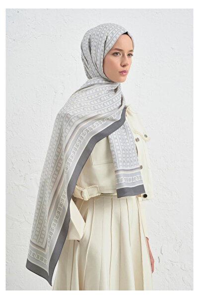 Armine Silk Cotton Monogram Shawl 01