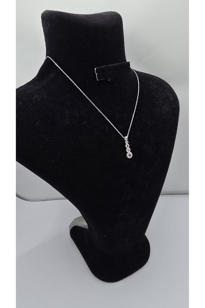 ahsenaksesuar2025 Stainless Steel Silver Color Tria Zircon Stone Necklace