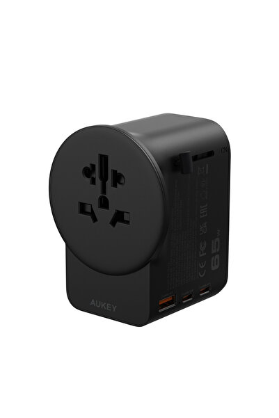 AUKEY Globe Mate 65W PD GaN, Universal Adapter with 2xUSB-C + 1xUSB-A PA-TA11...