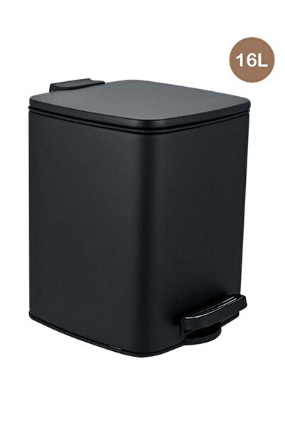 Trust Pro Trust Stainless Steel Trash Bin 16L Black Anti-Fingerprint & Soft C...