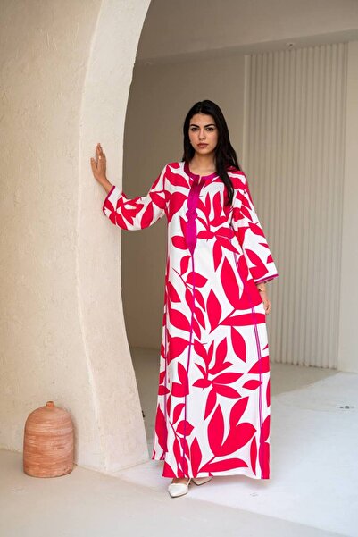 AFandina جلابية كتان أنيقة بتصميم عصري وقصة مريحةSM - 68