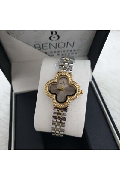 benon Women's Waterproof Watch with Silver Bracelet and Gray-Gold Dial