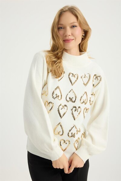 HomeStore Πλεκτά με ψηλό γιακά και παγιέτες