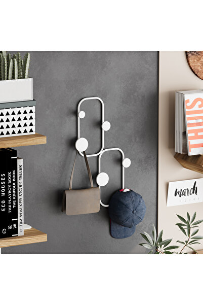 MOİRA Dekoratif Mat Beyaz Metal Duvar Askısı Modern Tasarım Antre Banyo Hol P...