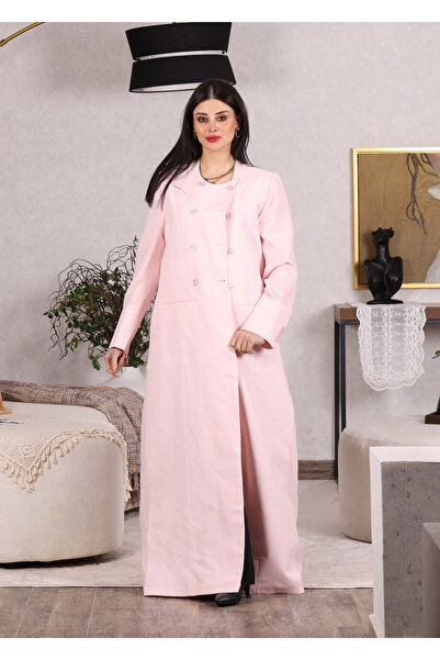 Generic Rose abaya made of soft pink crepe fabric, straight cut with comforta...