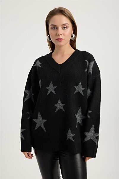 HomeStore Tricotaj cu decolteu în V și sclipici