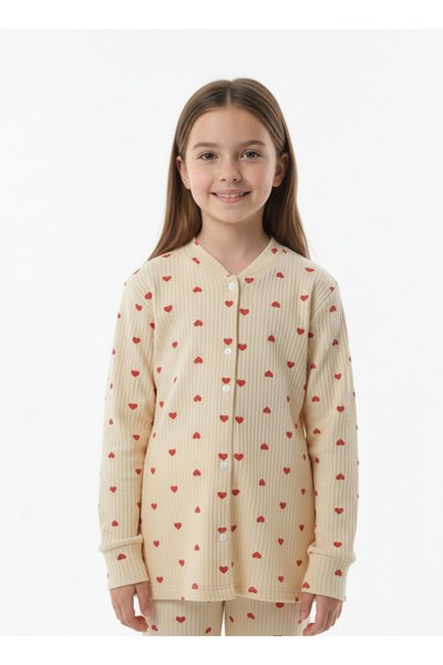 GUM GUM KİDS طقم بيجامة مصنوع من القطن بنسبة 100% قماش مجدّل إنترلوك باللون ا...